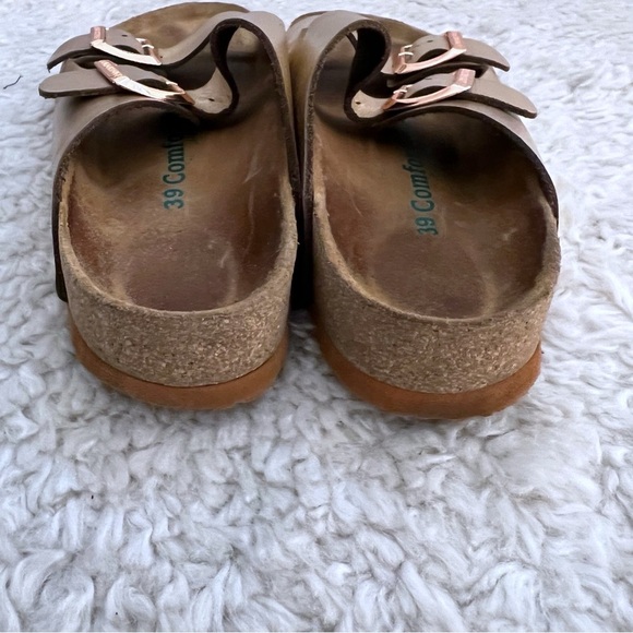 Comfortfusse  Strap Slides Leather Handmade Cork Metallic SZ 39 8.5 - Picture 4 of 10